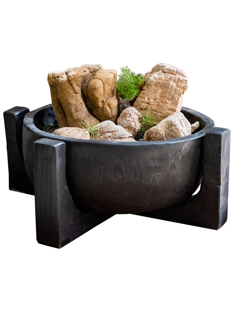 Carbonized Wood Flower Pot Black Bracket Flower Pot Vase Silent Wind Table Decoration Fruit Plate Japanese Style Ornaments
Carbonized Wood Flower Pot Black Bracket Flower Pot Vase Silent Wind Table Decoration Fruit Plate Japanese Style Ornaments