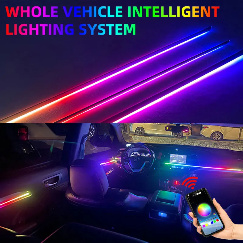 

Streamer автомобильное окружающее освещение для интерьера, акриловая направляющая, полоса из волокна, симфония, 256 цветов, украшение, атмосферная лампа, сигарета APP Contr