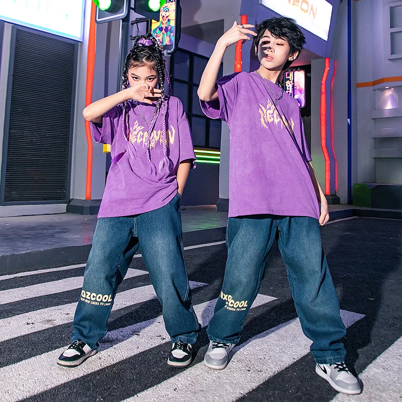 Kids Teen Hip Hop Clothing Purple Graphic Tee Oversized T Shirt Casual Denim Jeans Pants for Girl Boy Jazz Dance Costume Clothes
Kids Teen Hip Hop Clothing Purple Graphic Tee Oversized T Shirt Casual Denim Jeans Pants for Girl Boy Jazz Dance Costume Clothes