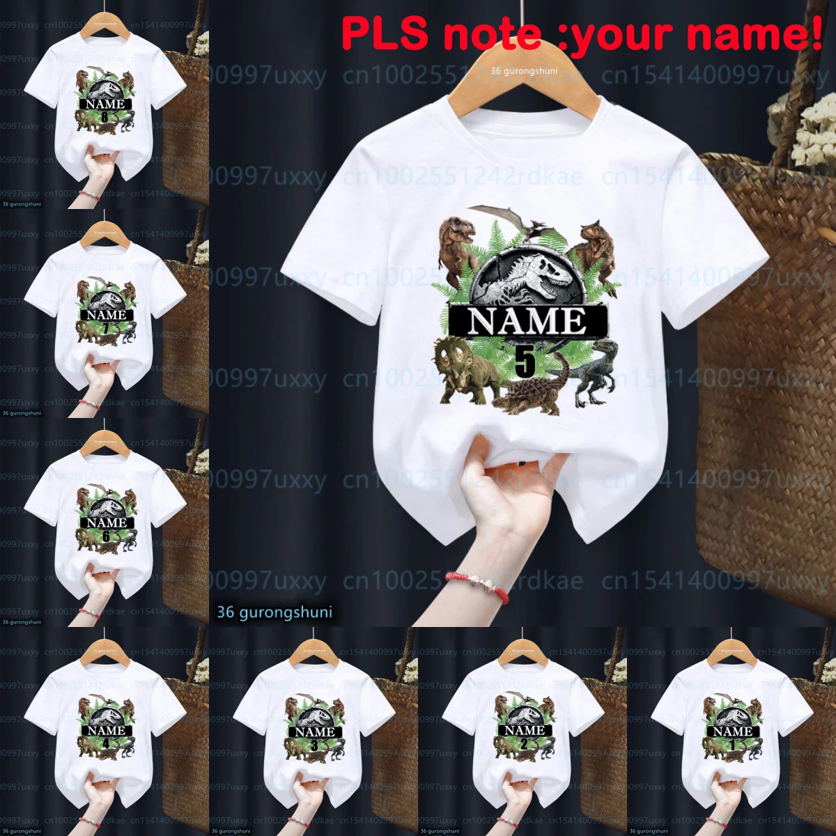

Note Name New Hot Sale Jurassic Park Birthday Gift 1-10th Tshirt Funny Dinosaur Theme T-Shirts Boys tshirts Kids Clothes Tops