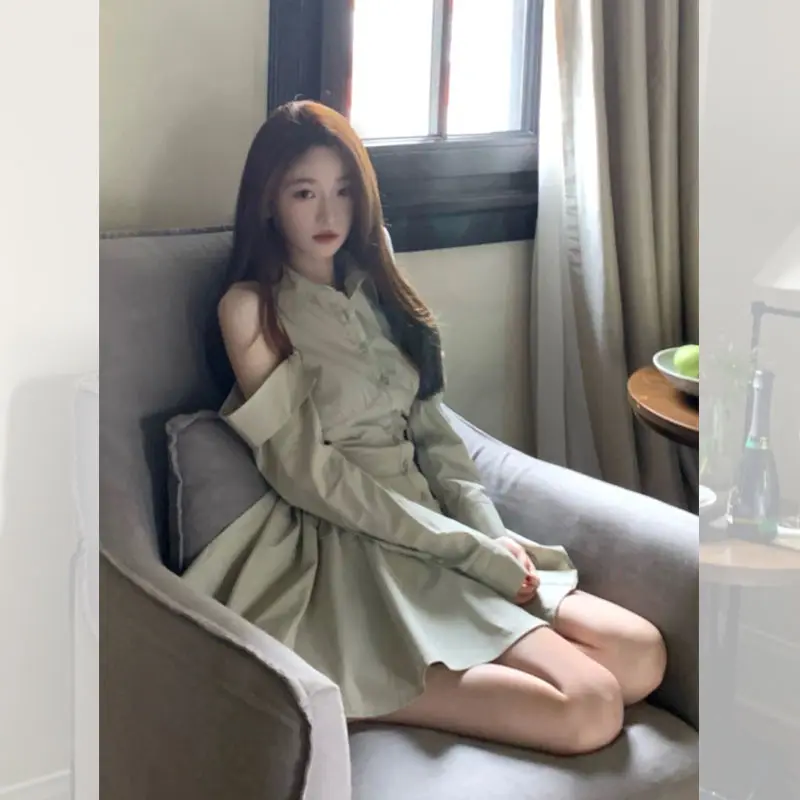 Korea Chic Fashion Women Temperament Office Lady Elegant Cute Vintage Sexy Mini Off Shoulder Shirt Dress Fenimine Vestidos
Korea Chic Fashion Women Temperament Office Lady Elegant Cute Vintage Sexy Mini Off Shoulder Shirt Dress Fenimine Vestidos