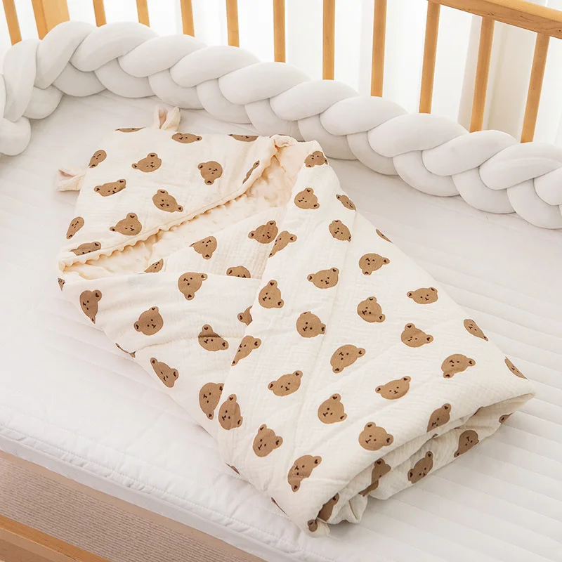 

Thickening Newborn Infant Baby Blanket Swaddle Wrap Envelope Cotton Winter Breathable Winter Warm Swaddle for Baby Boys Girls