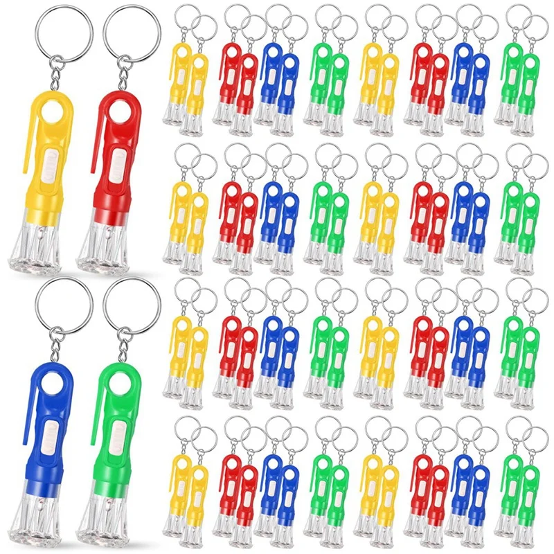 

100Pcs Mini Flashlight Keychain Bulk Kit For Kids Assorted Colors Torch Keyring Flashlights LED Keychain Camping Party Favor Kit