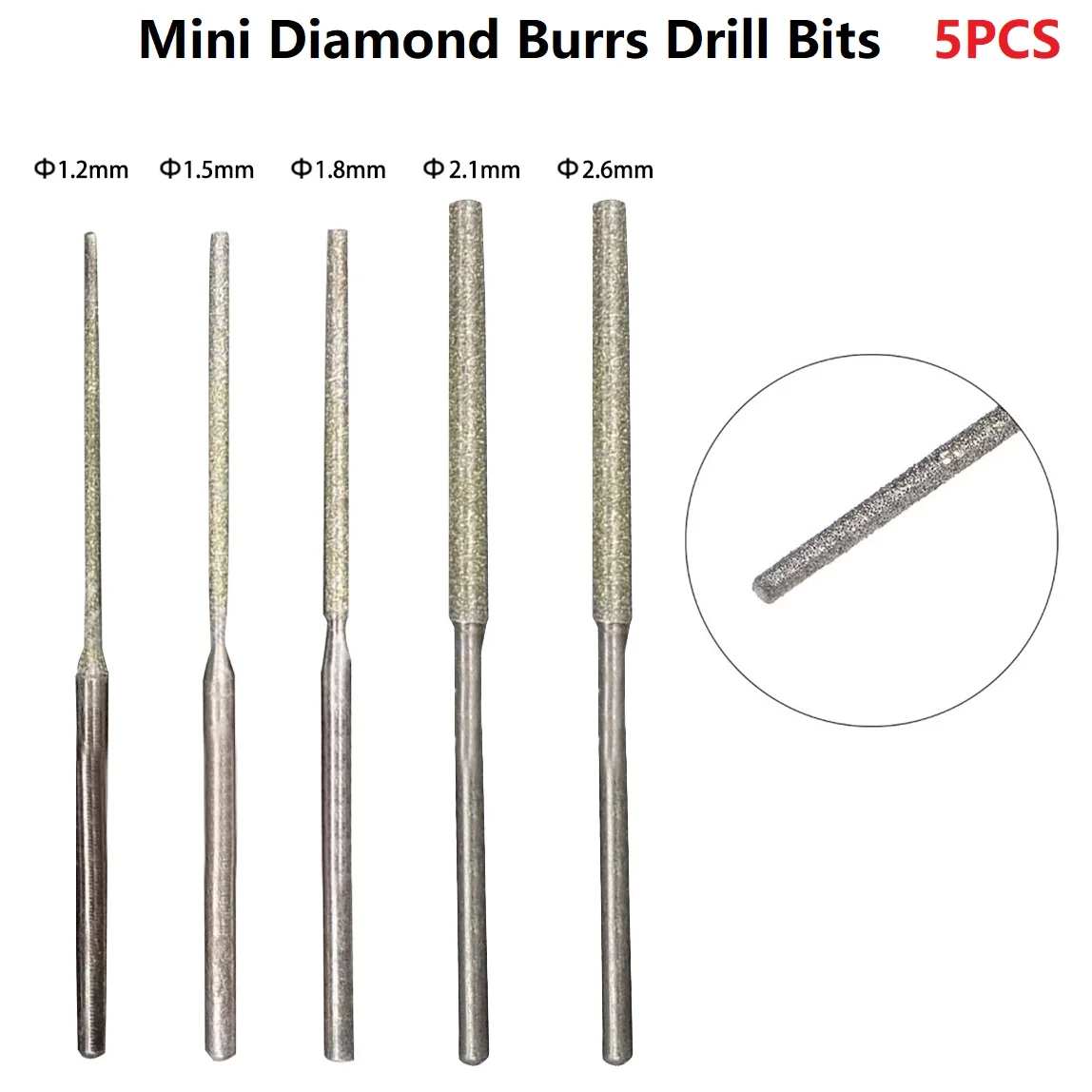 5pcs 2.36inch Mini Diamond Burrs Drill Bit 2.35mm Shank Cylindrical Ball Nose Punching Needle For Cutting Engraving Grinding
5pcs 2.36inch Mini Diamond Burrs Drill Bit 2.35mm Shank Cylindrical Ball Nose Punching Needle For Cutting Engraving Grinding