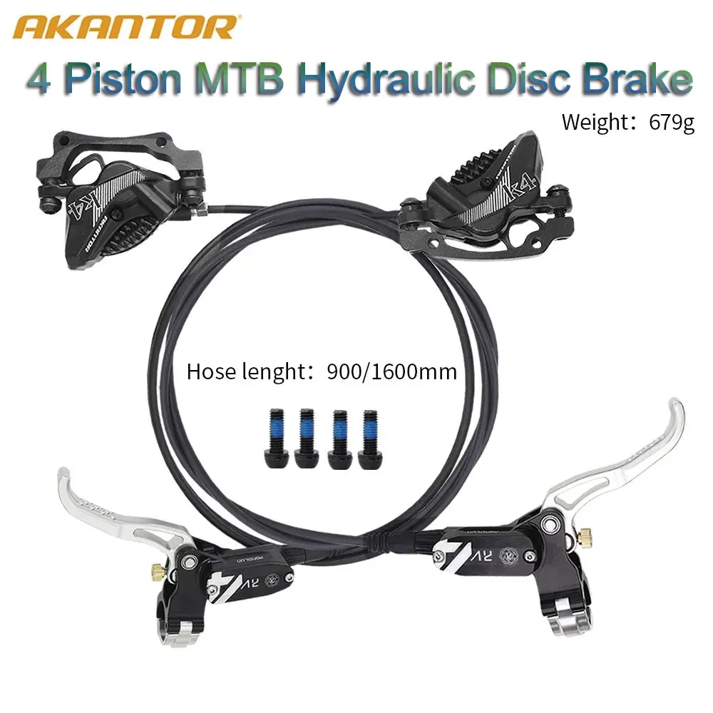 

4 Piston Mountain Bike Hydraulic Disc Brake 900/1600mm XC AM DH MTB Calipers With Cooling Brake Pads Oil Pressure IS PM