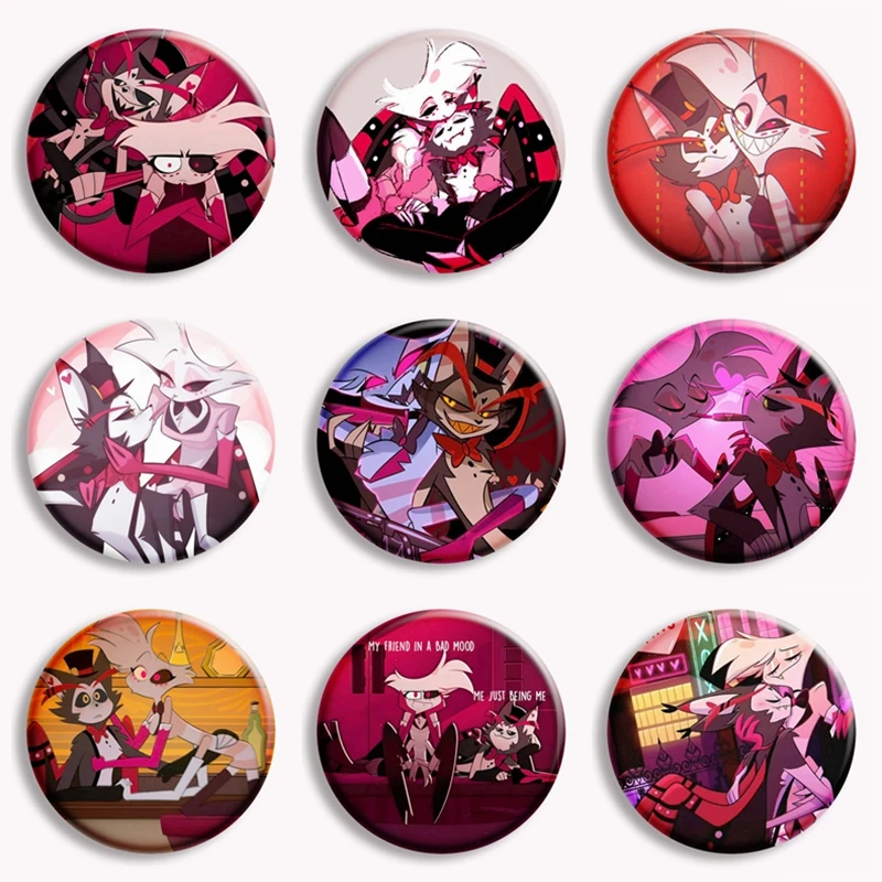 

Anime Character Angel and Husk Fanart Button Pin Creative HuskerDust Cartoon Brooch Badge Bag Jewelry Fans Collect Gift 58mm