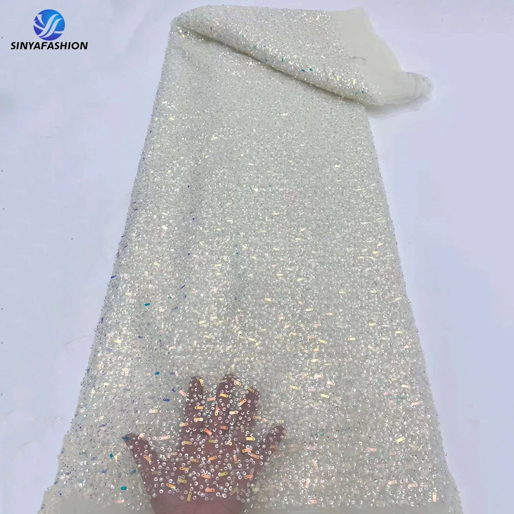 Sinya Embroidery Sequence French Tulle White Lace High Quality Luxury Shiny Sequins Beaded Lace Pearls Fabric For Women Dress
Sinya Embroidery Sequence French Tulle White Lace High Quality Luxury Shiny Sequins Beaded Lace Pearls Fabric For Women Dress