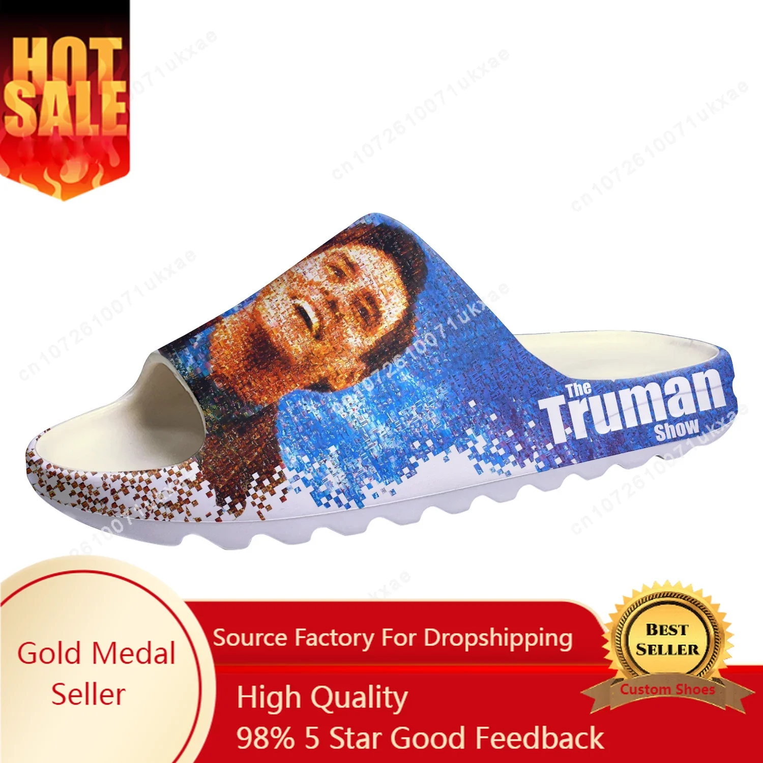 

truman show Soft Sole Sllipers Home Clogs Jim Carrey Step On Water Shoes Mens Womens Teenager Step in Customized Sandals