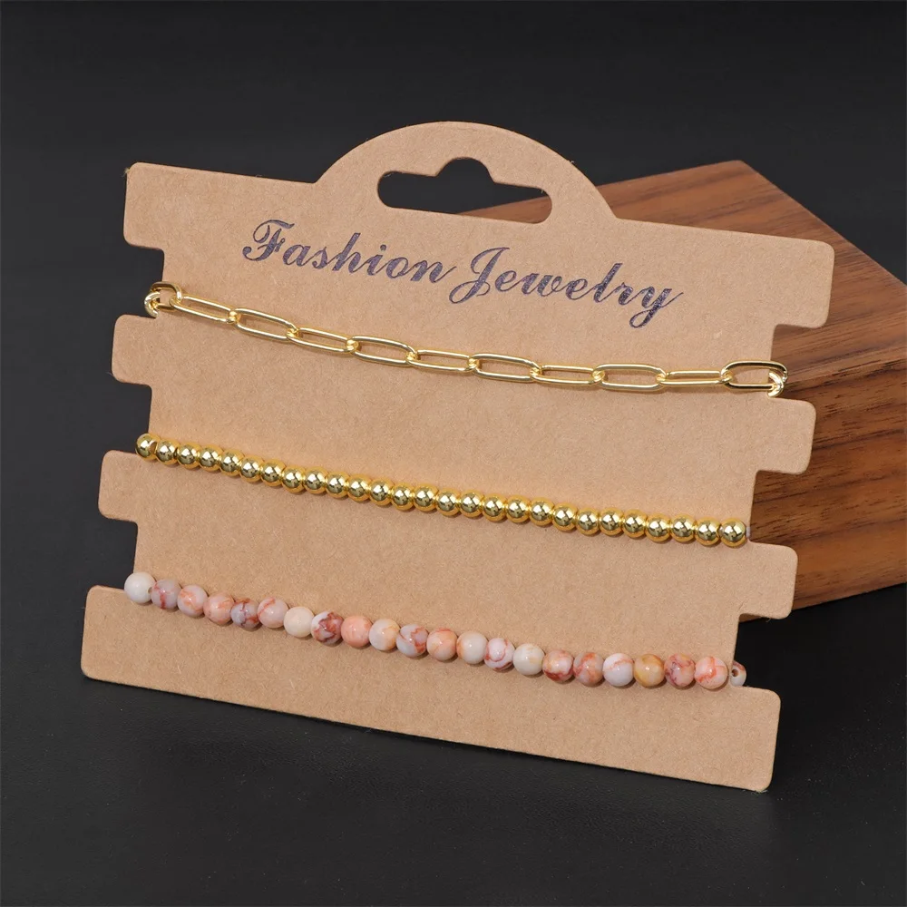 Fashionable Bohemian Stone Bracelet Women Men Couples Distance Gold Color Beaded Chain Bracelet Gift Party Friends 3pcs/set
Fashionable Bohemian Stone Bracelet Women Men Couples Distance Gold Color Beaded Chain Bracelet Gift Party Friends 3pcs/set