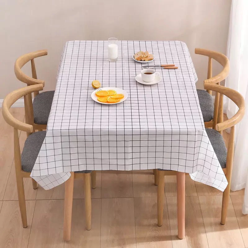 

Classic Rectangular Cotton Linen White Check Grid Washable Tablecloth Vintage Dinner Picnic Table Cloth Cover Home Decoration