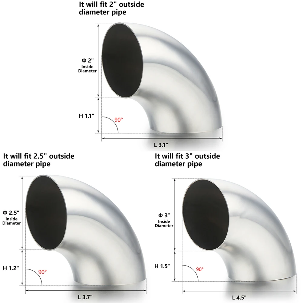 1pc 304 Stainless Steel Elbow 90 Degree Angle Elbow 1.0m Thick 2/2.5/3 Inch Welded Exhaust Pipe Connection Pipe Accessories
1pc 304 Stainless Steel Elbow 90 Degree Angle Elbow 1.0m Thick 2/2.5/3 Inch Welded Exhaust Pipe Connection Pipe Accessories