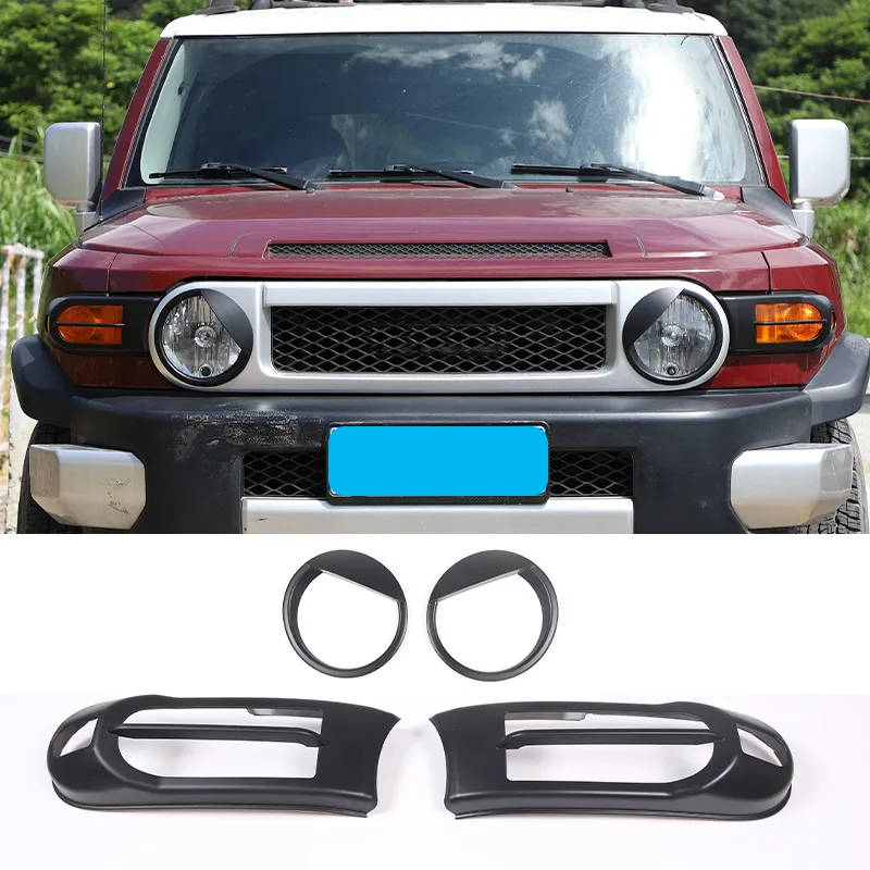 

For Toyota FJ Cruiser 2007-2021 ABS Car Front Fog Light Frame Headlight Frame Cover Angry Eye Style Decorative Cover Accessories