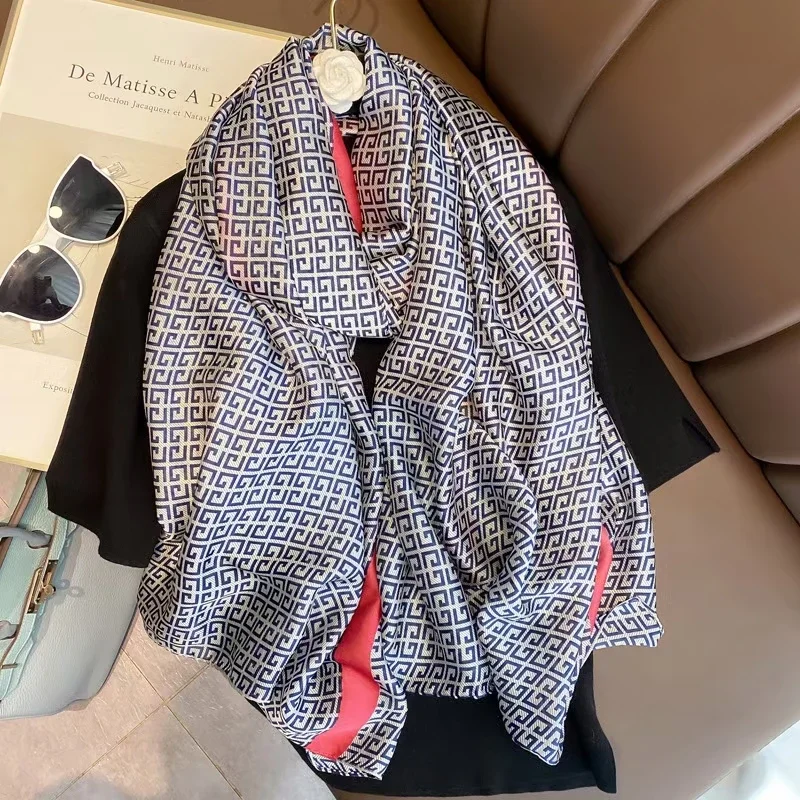 

2024 New Design Brand Silk Scarves Summer Women Shawls and Wraps Print Hijabs Scarfs Foulard Femme Pashmina Beach Stoles Luxury