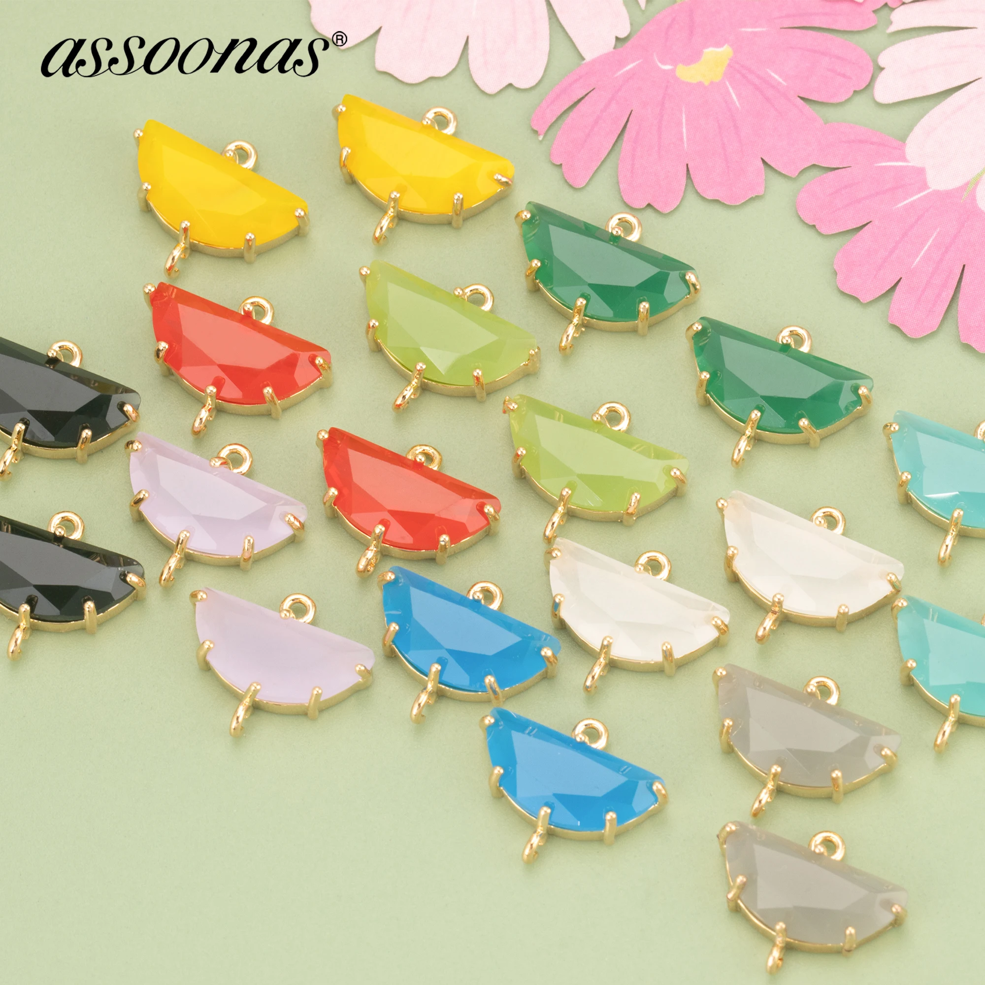 (MB07) 6pcs 7x15.8MM 18K Gold Plated Copper and Glass Semicircle Shape Charms Pendants Diy Jewelry Findings Accessories
(MB07) 6pcs 7x15.8MM 18K Gold Plated Copper and Glass Semicircle Shape Charms Pendants Diy Jewelry Findings Accessories