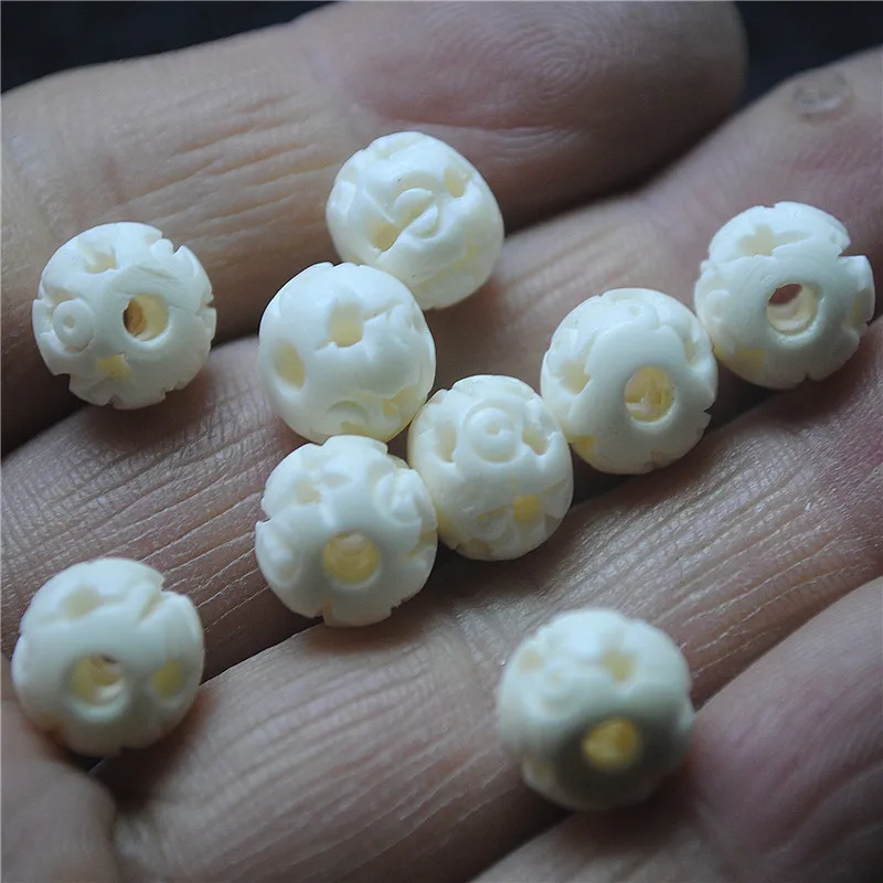 

9PCS Hot Hollow Bone Beads 10MM White Colors Big Hole 3.0MM DIY Jewelry Findings For Good Bracelet Making Free Shipping