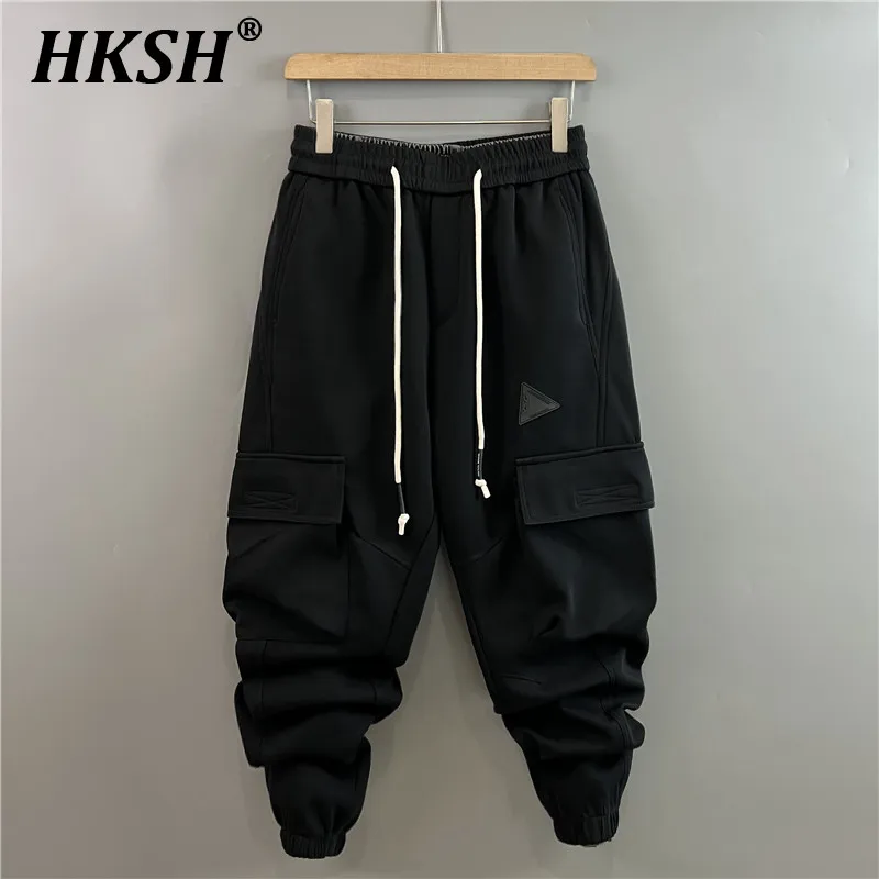 

HKSH Spring New Workwear Casual Men's Tide Chic Pockets Drawstring Harem Pants Casual Loose Elastic Waist High Street HK0943