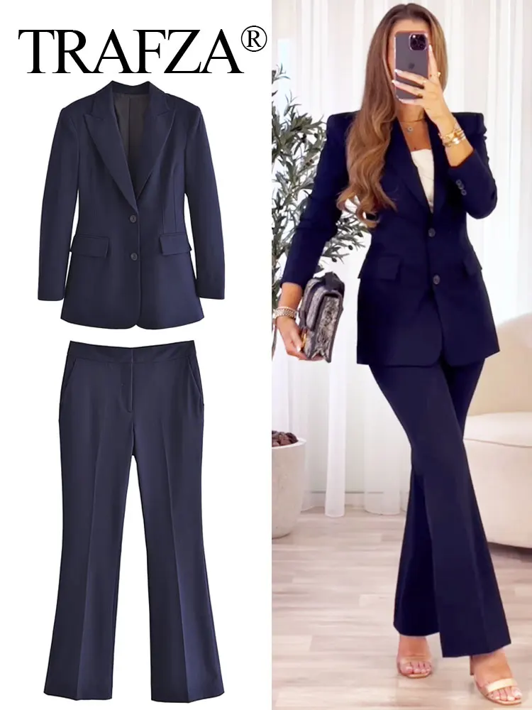 TRAFZA Formal Women Suits Business Office Sets Navy 2 Pcs Women Suits Blazer Set Wedding Tuxedos Party Wear Causal Pantsuits
TRAFZA Formal Women Suits Business Office Sets Navy 2 Pcs Women Suits Blazer Set Wedding Tuxedos Party Wear Causal Pantsuits
