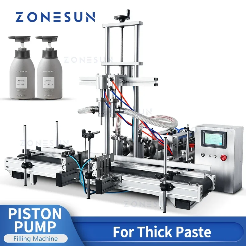 

ZONESUN Shampoo Automatic Filling Machine Paste Filler Honey Liquid Bottle Beauty Cream Cosmetic Pneumatic Cylinder ZS-DTYT2