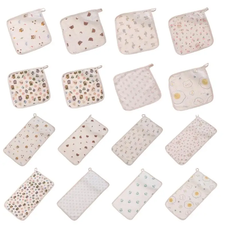 

Toddler Facecloth Print Drooling Bibs Soft Burping Cloth Gauze-Cotton Sweat Absorb Cloth High Absorbent Kids Kerchief