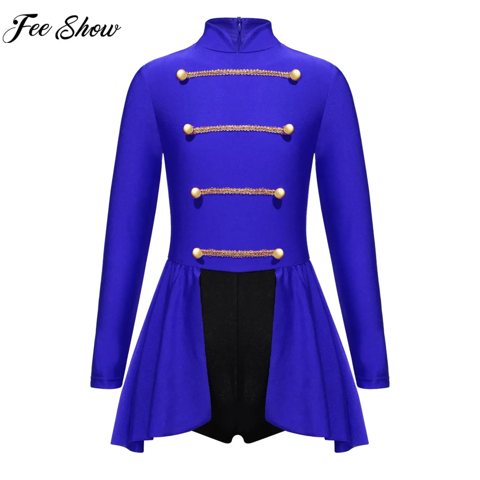 

Kids Girls Halloween Circus Ringmaster Cosplay Costume Long Sleeve Leotard Theme Party Carnival Role Play Performance Clothes