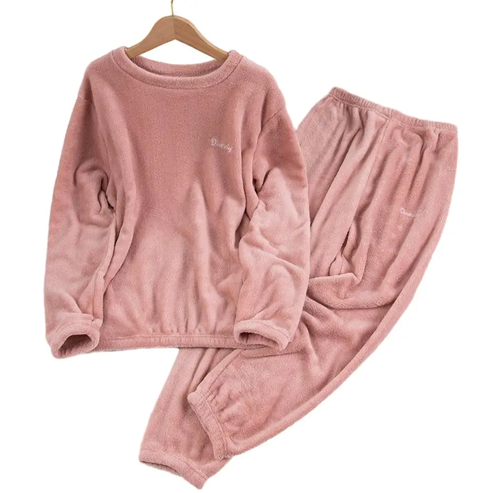 Fashion Women's Fleece Winter Warm Pajama Set Velvet Solid Color Crew Neck Sweet Baggy Top Pants Sleepwear Pajamas Clothing Sets
Fashion Women's Fleece Winter Warm Pajama Set Velvet Solid Color Crew Neck Sweet Baggy Top Pants Sleepwear Pajamas Clothing Sets