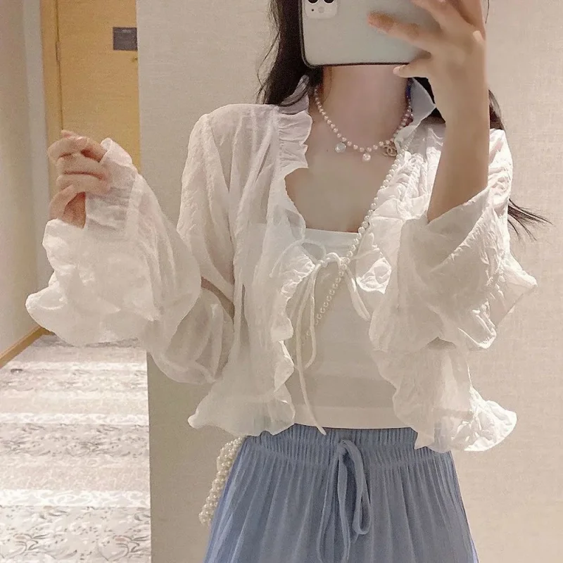 

Super Fairy Chiffon Sun Protection Clothing Female Summer New Korean Style Thin Cardigan Short Coat Loose Versatile Small Shawl