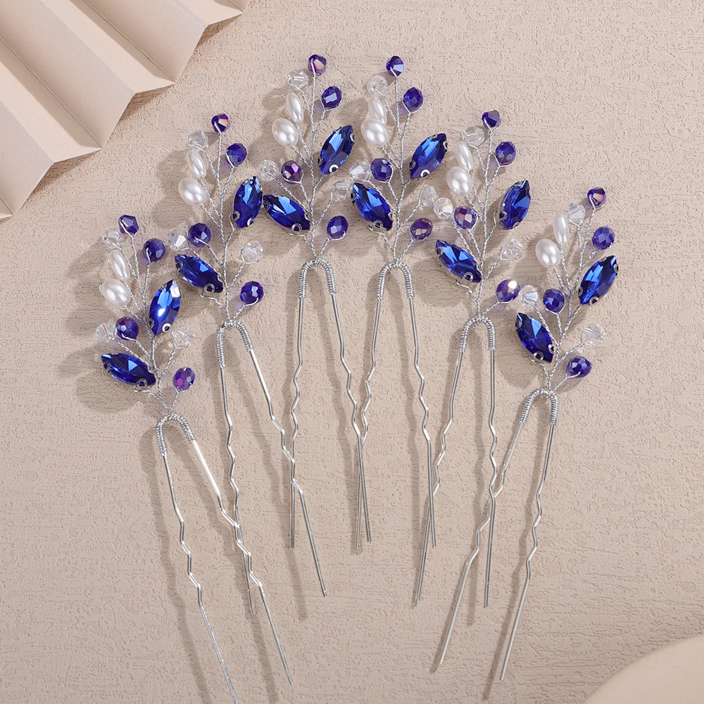 6PCS Crystal Wedding Hair Accessories Pearl Rhinestone Hair Pins for Women Bridal Headpiece 10Color Bride Party Hairpins Jewelry 15 Sc9f88be2e40b46dcaa56bfad815b0936W