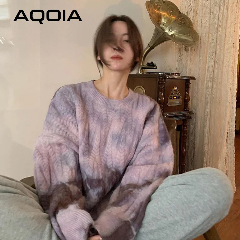 Winter Streetwear Tie dye Knit Women's Sweater Loose Long Sleeve Wool Warm Sweaters Women Fashion Female Pullovers Tops
Winter Streetwear Tie dye Knit Women's Sweater Loose Long Sleeve Wool Warm Sweaters Women Fashion Female Pullovers Tops