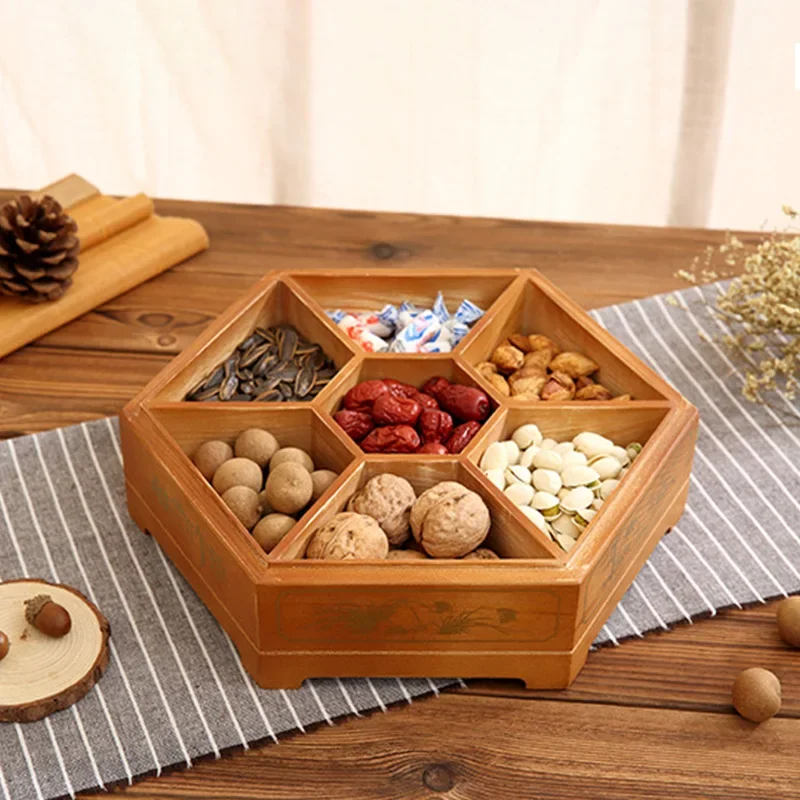 

Европейская креативная коробка для конфет из массива дерева с крышкой, коробка для сухих фруктов и закусок, домашняя деревянная коробка для хранения орехов, дыни, свадебный подарок, поднос для еды