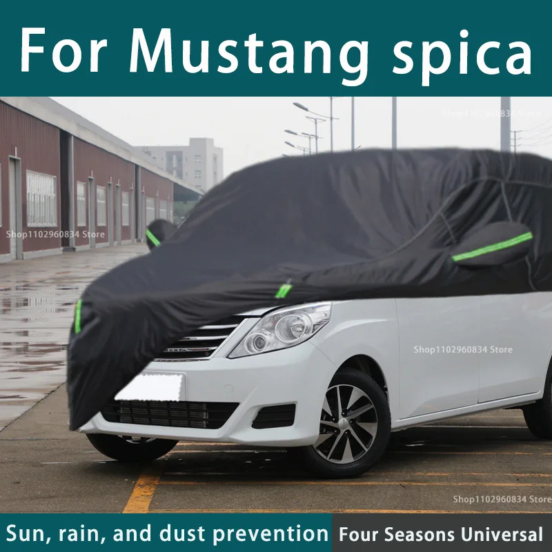 

For Mustang Spica 210T Full Car Covers Outdoor Uv Sun Protection Dust Rain Snow Protective Car Cover Auto Black Cover