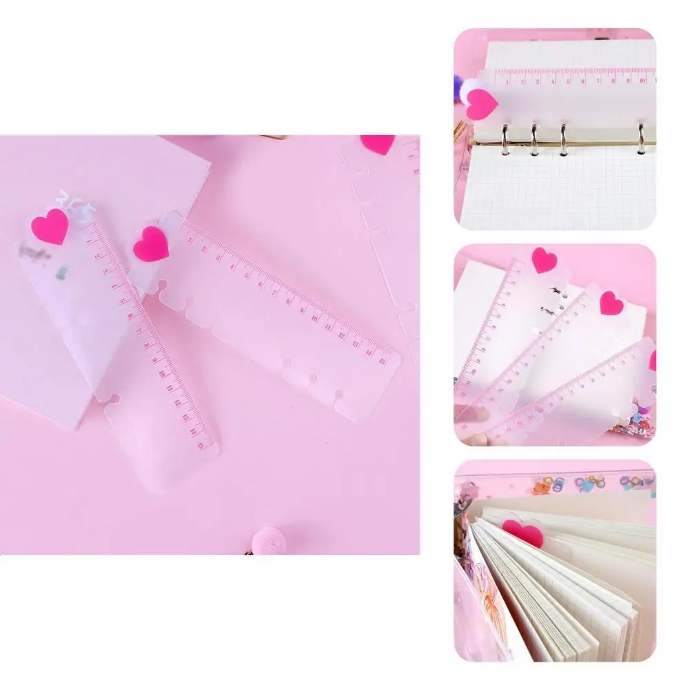 

2Pcs Convenient Bookmark Ruler Lightweight Hard to Fade Ruler Elegant Heart Pattern Bookmark Ruler