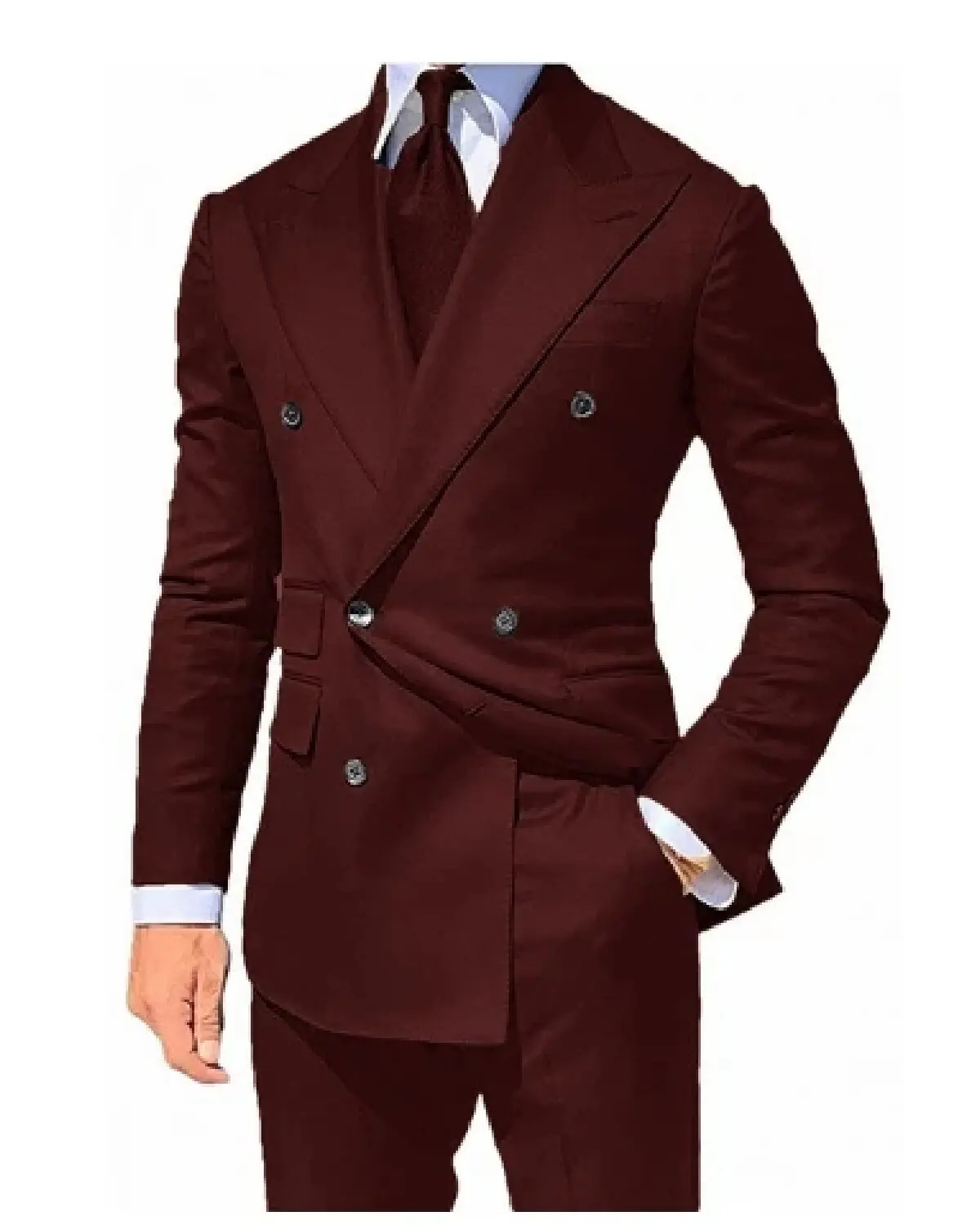 

2024 Italian Burgundy Men Suit Double Breasted Business Tuxedo Custom Slim Fit Wedding Banquet Prom Blazer 2 Piece Trajes Hombre