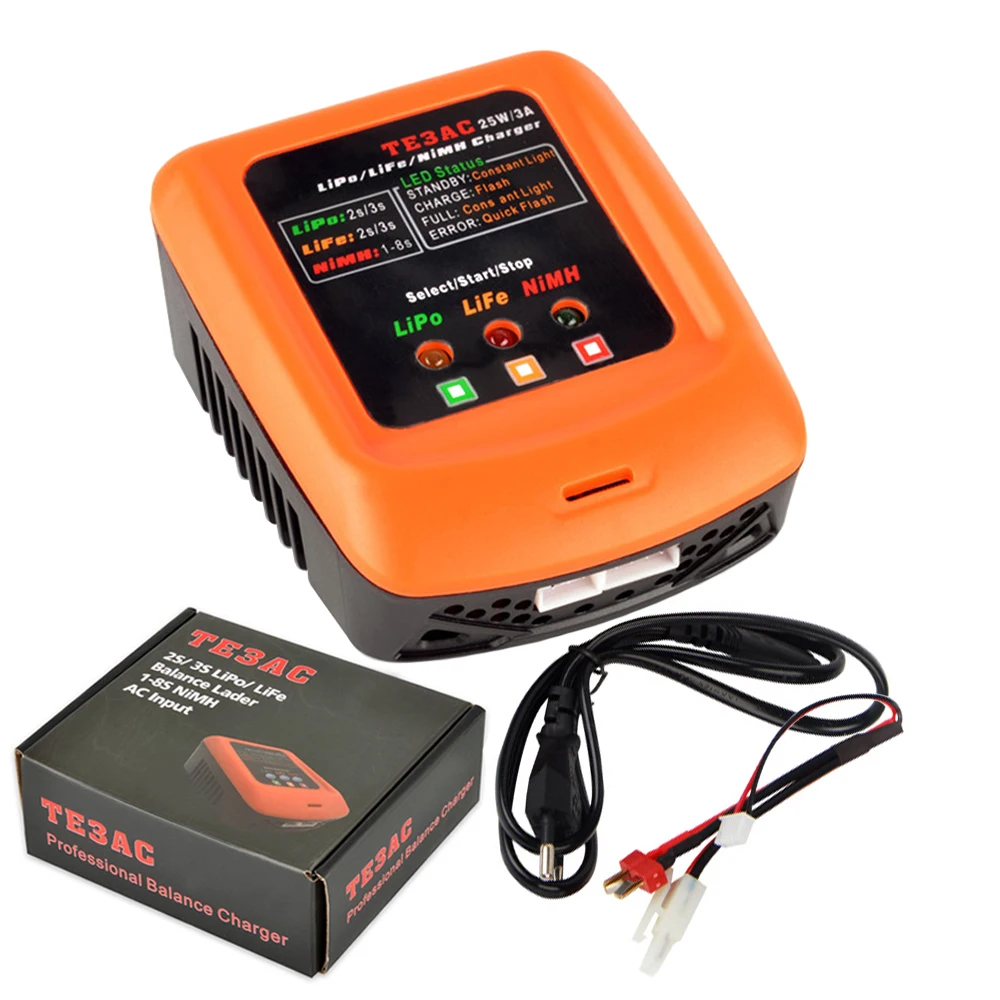 TE3AC 100V-240V 25W 3A AC Balance Charger With T/ Tamiya Plug For 2S 3S LiPo/2S 3S LiFe/1-8S NiMH Battery With US/EU Plug
TE3AC 100V-240V 25W 3A AC Balance Charger With T/ Tamiya Plug For 2S 3S LiPo/2S 3S LiFe/1-8S NiMH Battery With US/EU Plug