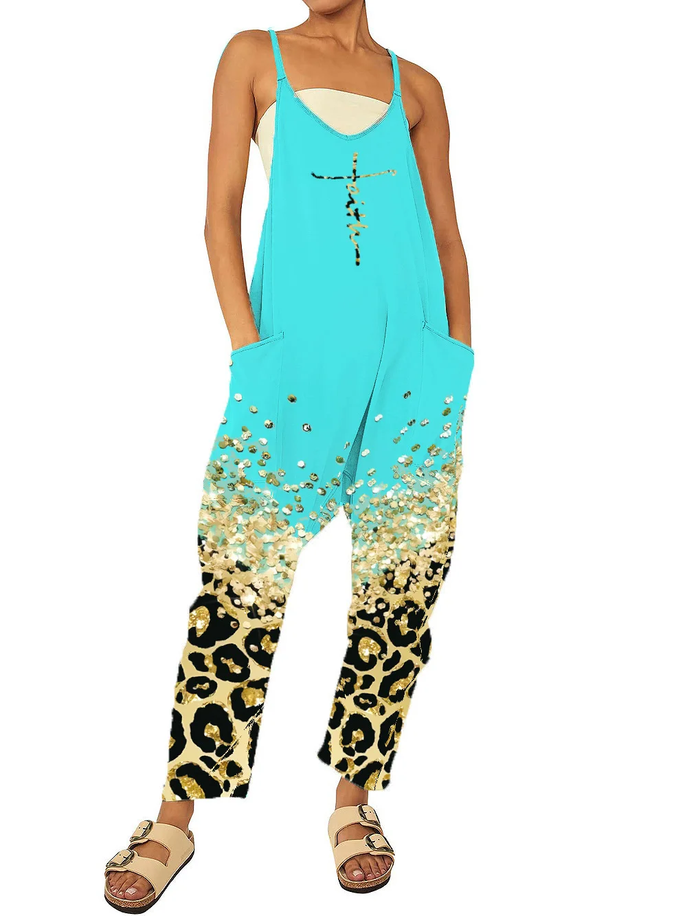 Summer Printed Loose Fit Overall Women Casual Spaghetti Strap One Piece Outfit Party Club Pant Jumpsuit with Pocket Women
Summer Printed Loose Fit Overall Women Casual Spaghetti Strap One Piece Outfit Party Club Pant Jumpsuit with Pocket Women