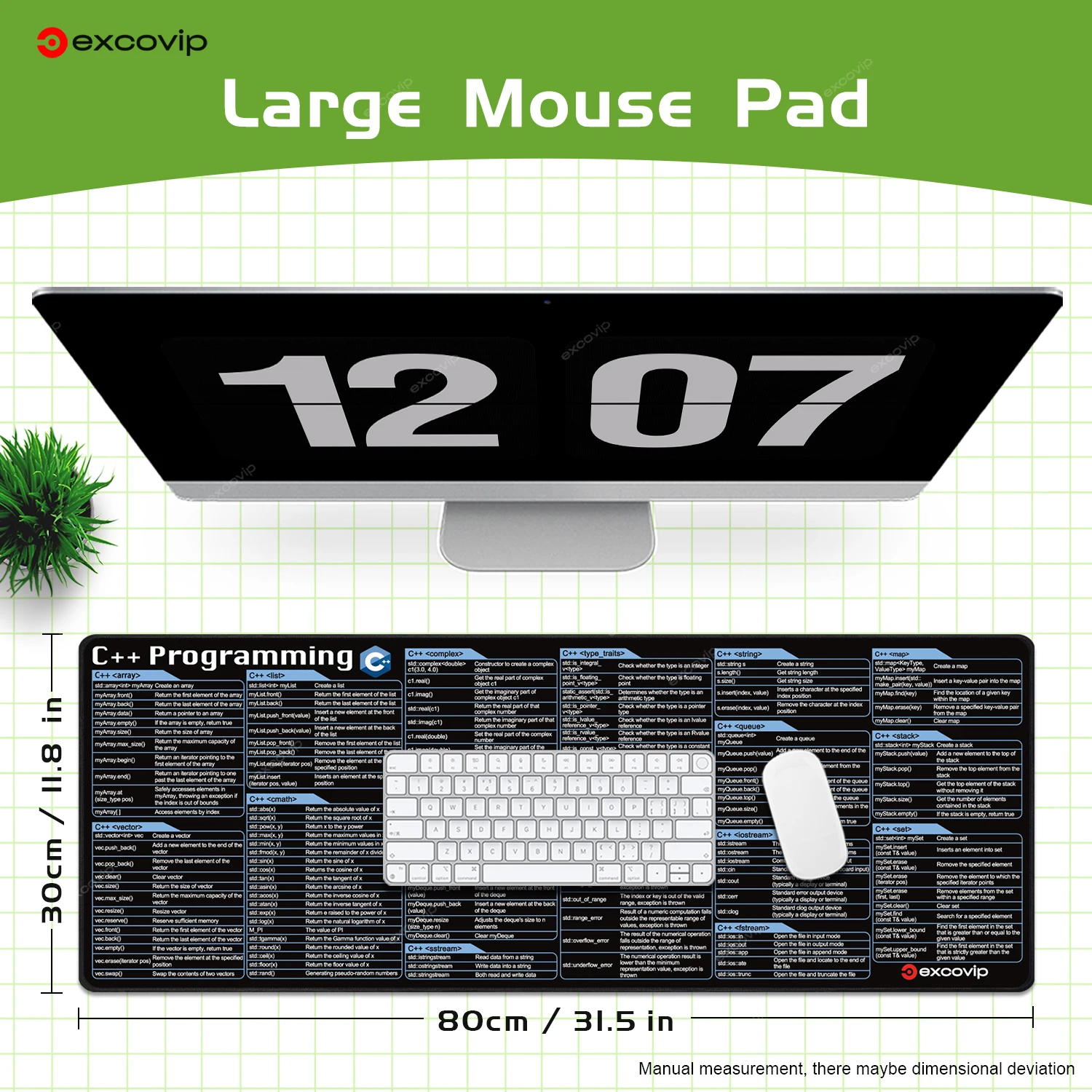 EXCO C++ Programing Mouse Pad Large Shortcuts Keyboard Mousepad Cheat Sheet Desk Mat Stitched Edge Non-Slip Base for Engineer EXCO C++ Programing Mouse Pad Large Shortcuts Keyboard Mousepad Cheat Sheet Desk Mat Stitched Edge Non-Slip Base for Engineer