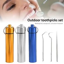 3Pcs Toothpicks Pocket Set Stainless Steel Tooth Pick Sticks Fruit Fork Reusable Toothpick With Holder For Outdoor Camping
3Pcs Toothpicks Pocket Set Stainless Steel Tooth Pick Sticks Fruit Fork Reusable Toothpick With Holder For Outdoor Camping