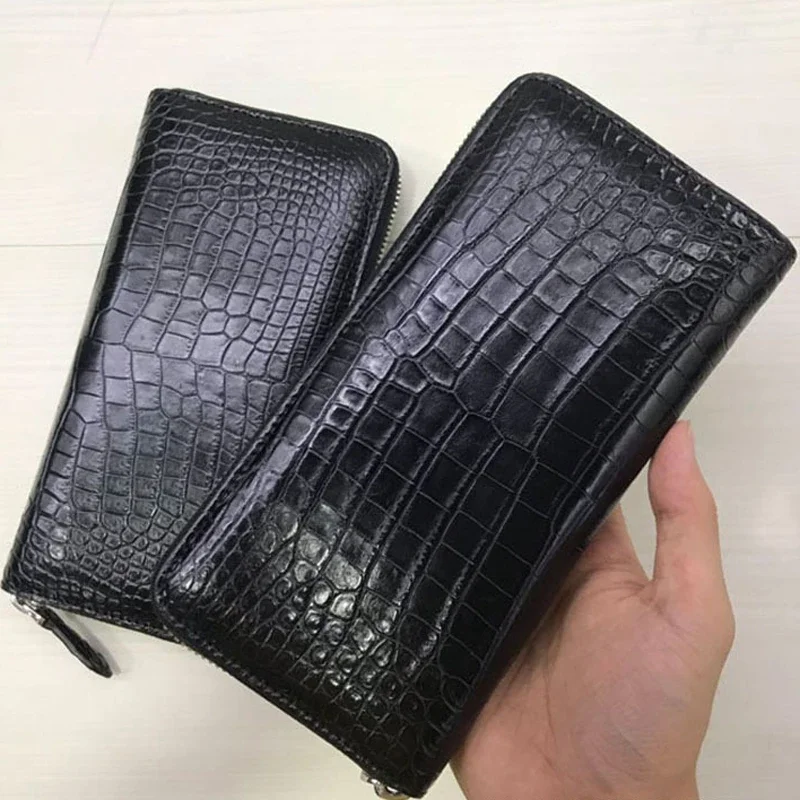 

New Brand Luxury Business Men's Alligator Wallets Real Crocodile Genuine Leather Long Organizer Wallet Boy Card Holder Purse