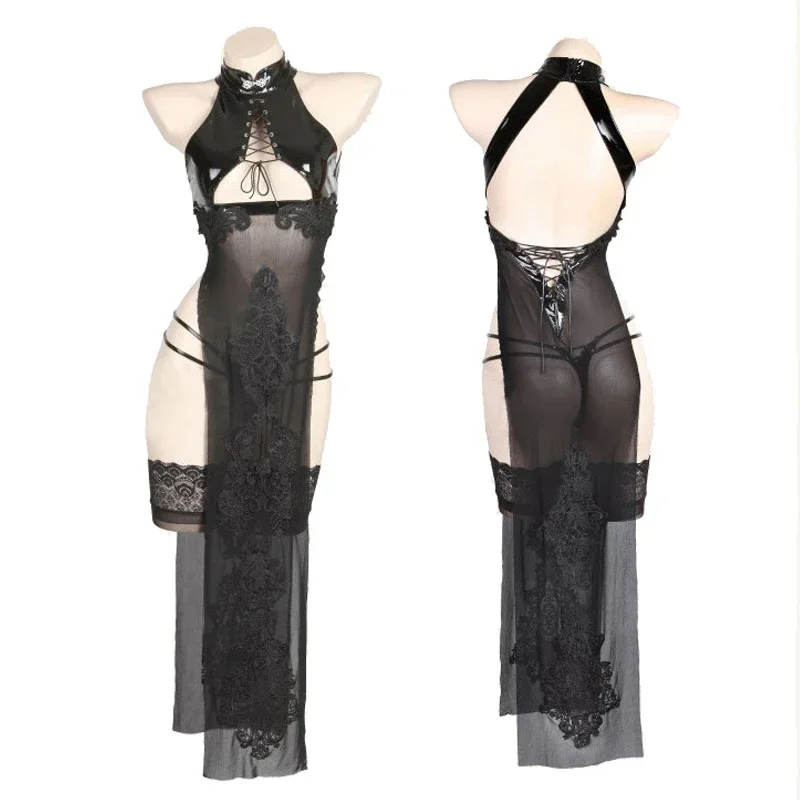 Boutique COS Game NieR Automata 2B Swimsuit Swim Dress Costume Women Sexy Sukumizu Turtleneck Cheongsam Swimwear Set Cosplay 
Boutique COS Game NieR Automata 2B Swimsuit Swim Dress Costume Women Sexy Sukumizu Turtleneck Cheongsam Swimwear Set Cosplay