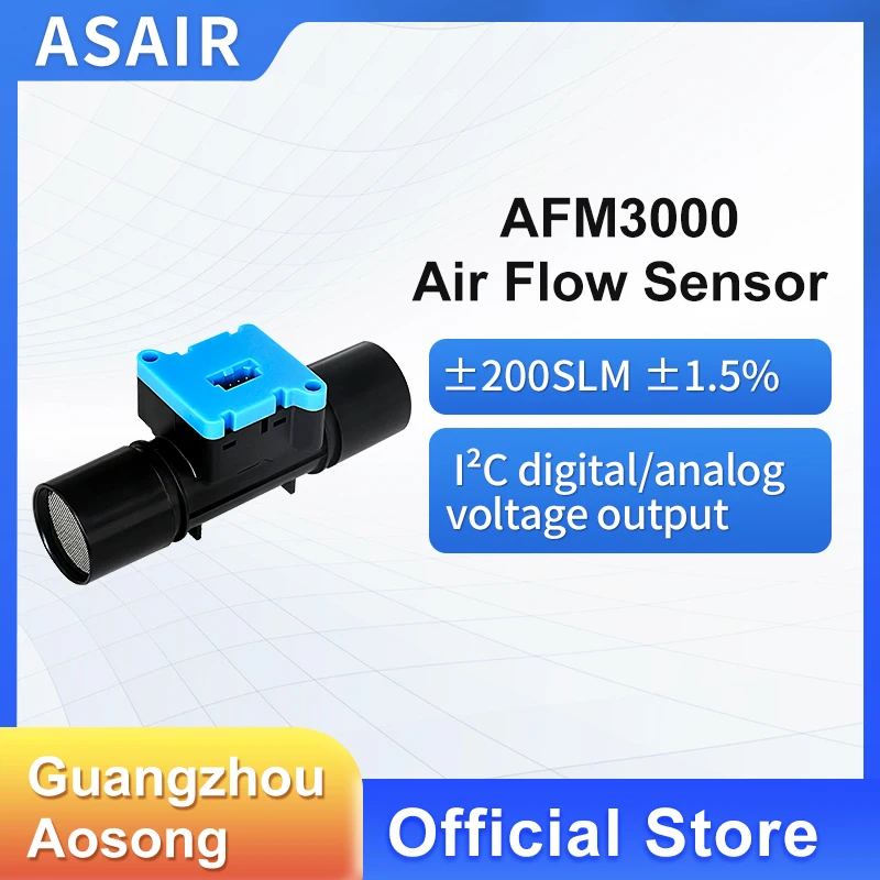 

ASAIR AFM3000 Gas Air Flow Sensor Digital/Analog Output Bidirectional Measurement