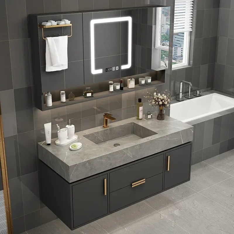 Light Luxury Rock Board Bathroom Cabinets Simple Modern Washbasin Smart Mirror Cabinet Bathroom Toilet Table Vanity Furniture
Light Luxury Rock Board Bathroom Cabinets Simple Modern Washbasin Smart Mirror Cabinet Bathroom Toilet Table Vanity Furniture