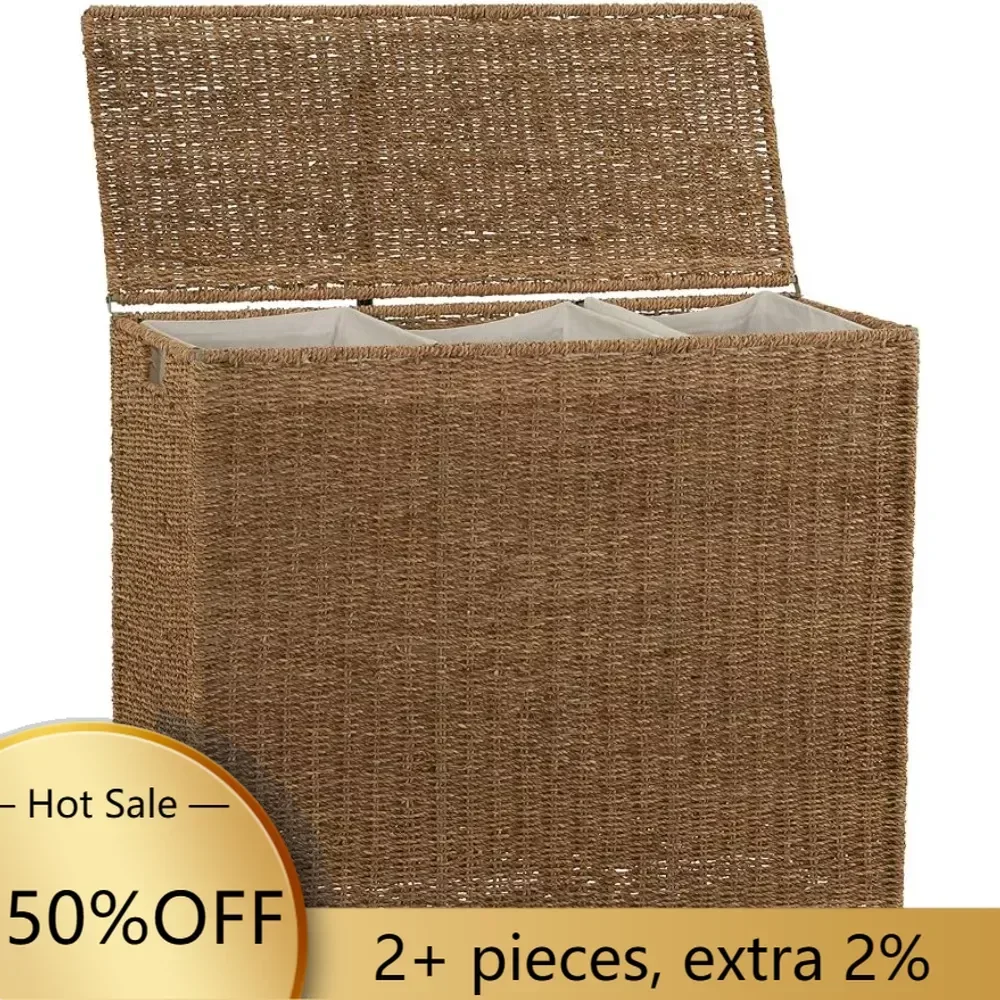 Brown ML-5445 Wicker 3 Compartment Laundry Sorter With Lid | 3 Section Clothes Hamper Freight Free Dirty Laundry Basket Home
Brown ML-5445 Wicker 3 Compartment Laundry Sorter With Lid | 3 Section Clothes Hamper Freight Free Dirty Laundry Basket Home