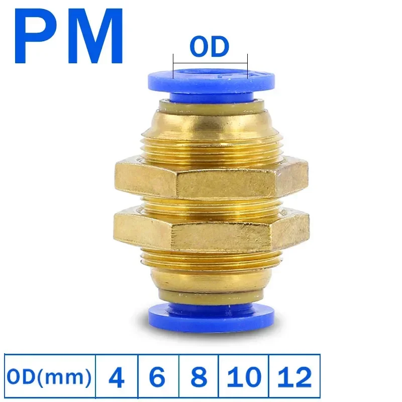 

20/50pcs Pneumatic Fittings PM Straight Bulkhead Union Connector 4-12mm OD Hose Plastic Push In Gas Quick Connector Air Fitting