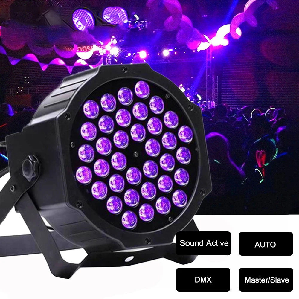 

LED Stage Par Lights RGB DJ Disco 18W/36W UV Black Light with Sound Activated Remote DMX Control for Christmas Birthday Party