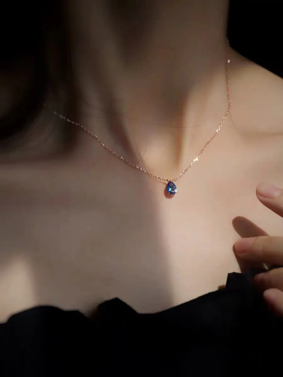 Pure Silver Plated 14k Gold French Droplet Sapphire Necklace Exquisite and Versatile
Pure Silver Plated 14k Gold French Droplet Sapphire Necklace Exquisite and Versatile