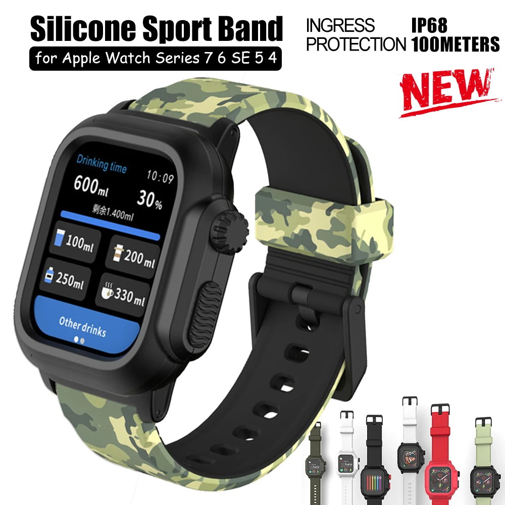 Silicone Sport Band for Apple Watch 45mm 40mm 44mm Waterproof PC Case for Iwatch Series 7 6 SE 5 4 Bumper Cover Soft Strap
Silicone Sport Band for Apple Watch 45mm 40mm 44mm Waterproof PC Case for Iwatch Series 7 6 SE 5 4 Bumper Cover Soft Strap