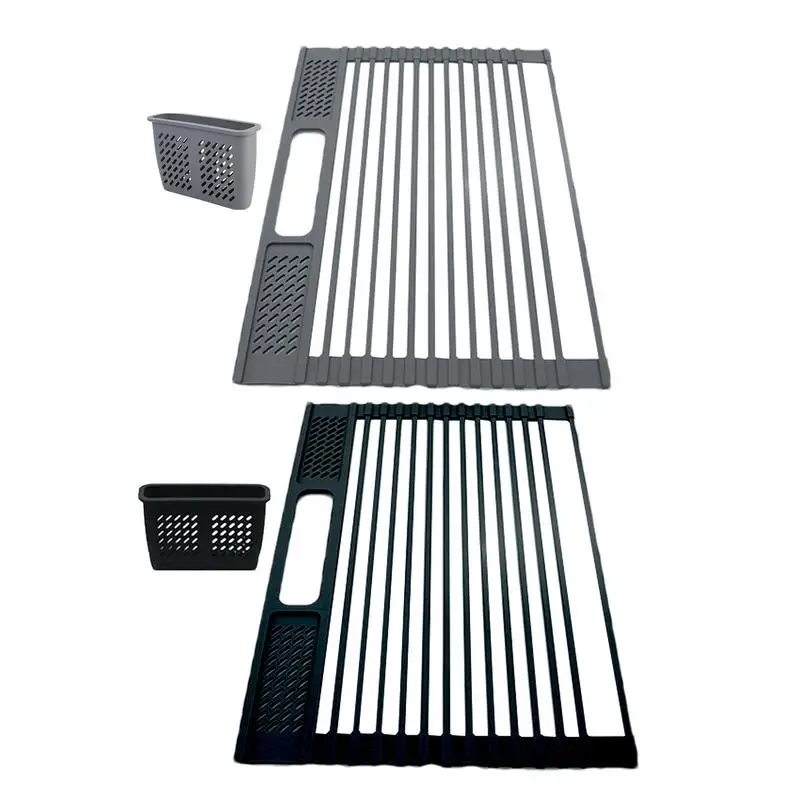 Silicone Roll Up Dish Drying Rack Plate Suspended Organizer Bowl Storage Shelf Foldable Steel Dish Drainer Kitchen Sink Holder 
Silicone Roll Up Dish Drying Rack Plate Suspended Organizer Bowl Storage Shelf Foldable Steel Dish Drainer Kitchen Sink Holder