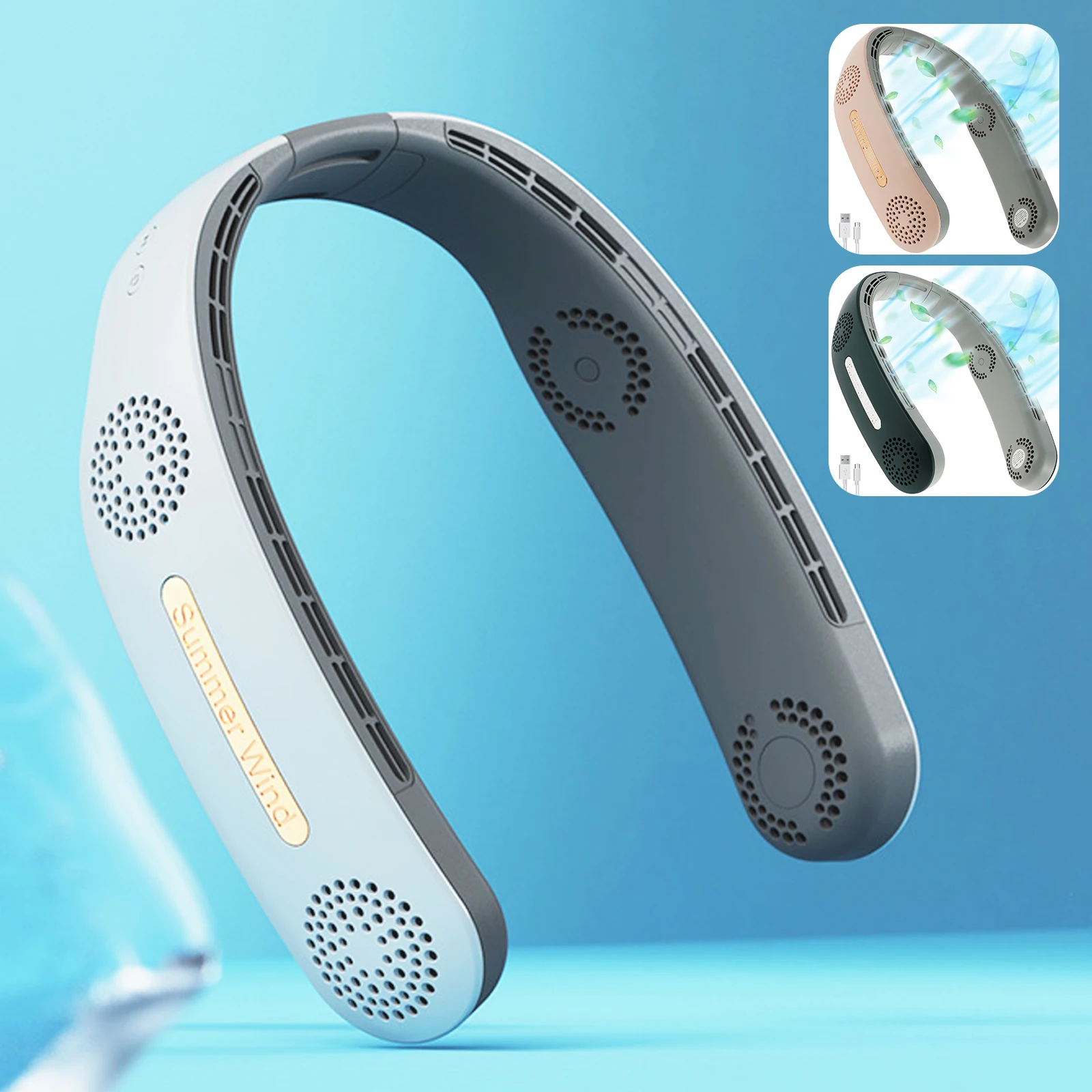 Portable Neck Fan Bladeless Cooling Fans Headphone Design 360° Adjustable Personal Fan with 3 Wind Speeds 2400mAh USB 
Portable Neck Fan Bladeless Cooling Fans Headphone Design 360° Adjustable Personal Fan with 3 Wind Speeds 2400mAh USB