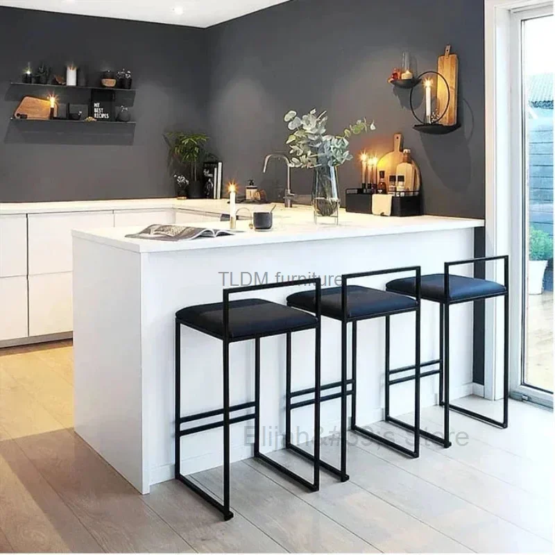 

Nordic Wrought Iron Bar Chairs Simple Modern High Bar Stool Home Furniture Personality Bar Chair Designer Chairs for Kitchen