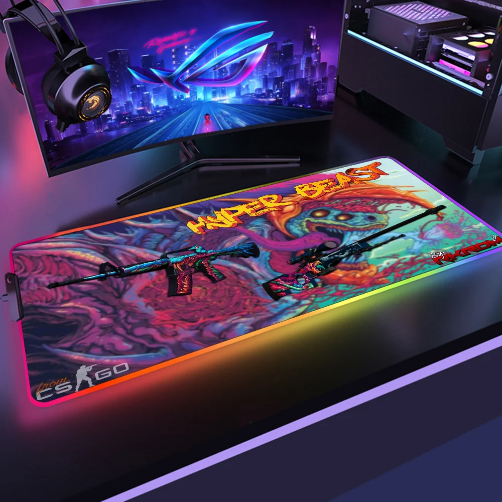 

Sovawin Gaming Mouse Pad RGB Backlight Mat 900x400 Gamer XXL Computer Mousepad CS GO Hyper Beast Non-Slip Rubber Desk Mat For PC