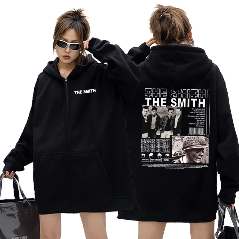 

British Rock Band The Smiths Meat Is Murder Music Album Graphic Zipper Hoodie Men Women Vintage Casual Zip Up Jacket Sweatshirt